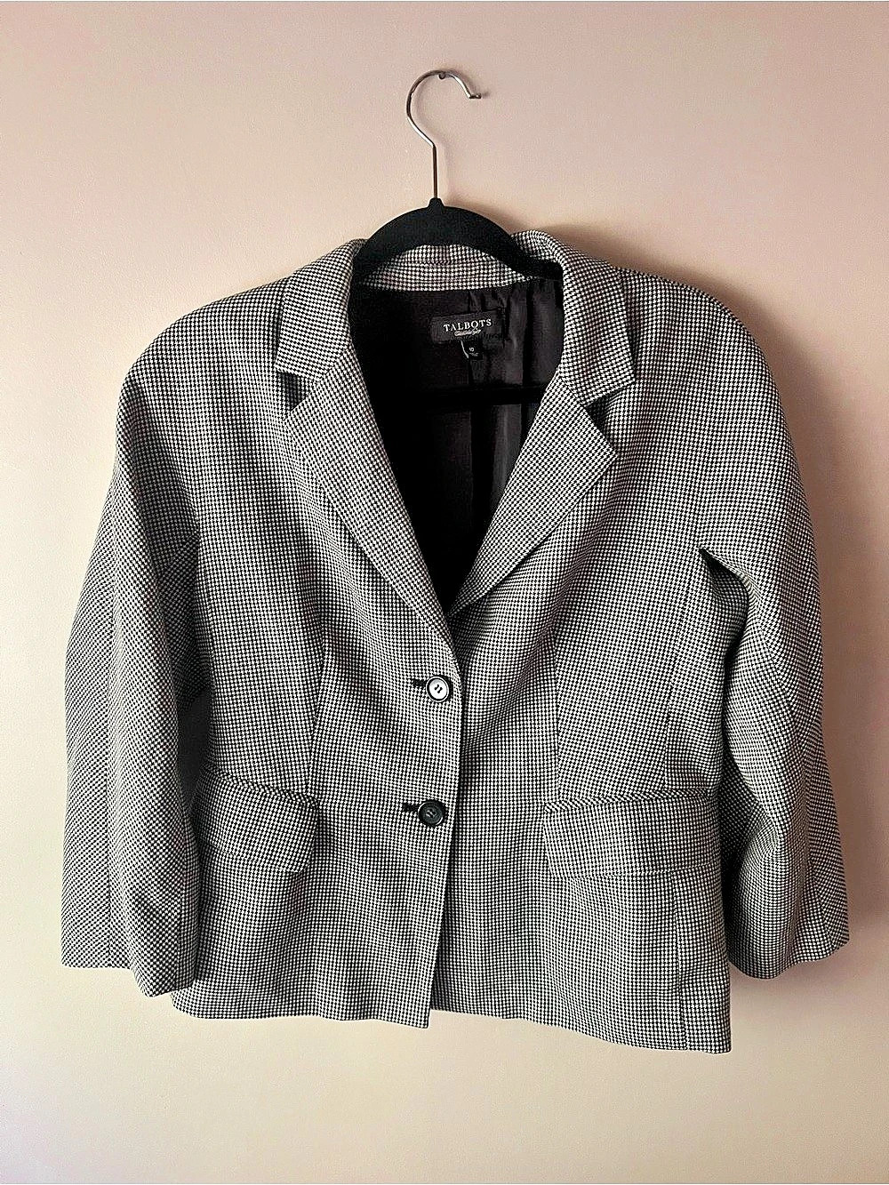 Talbots Classic Houndstooth Blazer Black & White Size 10